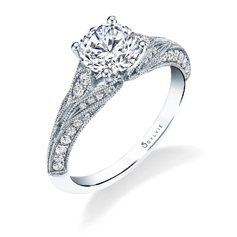 Star Accent Engagement Rings -Sylvie ANTIQUE INSPIRED ENGAGEMENT RING S1744