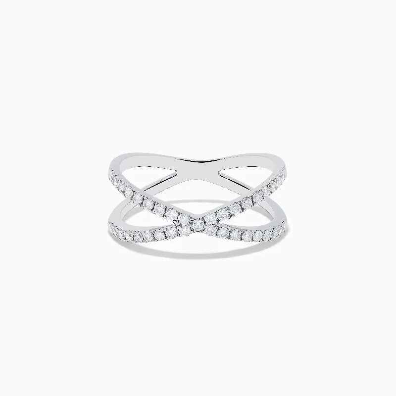 Fashion Rings -Pave Classica 14K White Gold Diamond Criss Cross Ring, 0.40 TCW