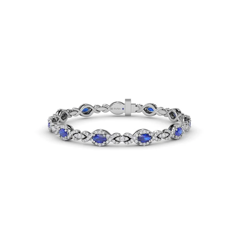 Ladies Bracelets with Clear Zircon-Love Knot Sapphire and Diamond Bracelet B1884S