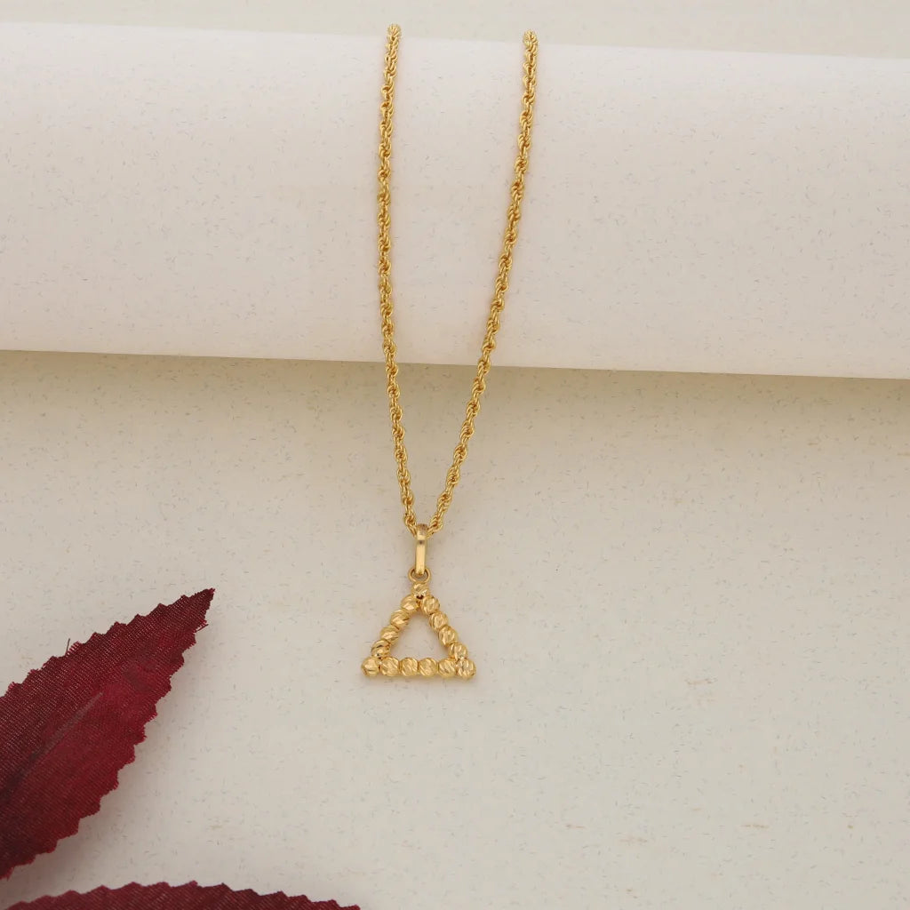 Ladies Necklaces for Nieces-Gold Necklace (Chain with Gold Triangle Shaped Pendant) 21KT - FKJNKL21K7687