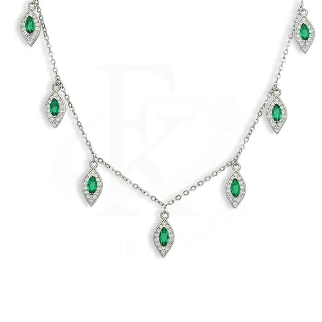 Ladies Necklaces with Idocrase-Sterling Silver 925 Marquise Shaped Necklace - FKJNKLSL3014