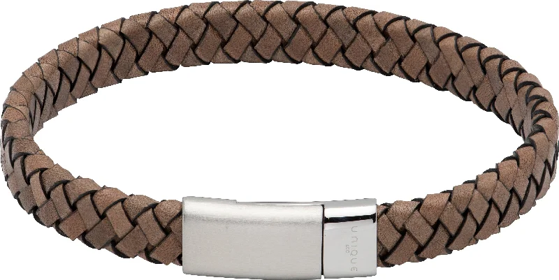 Ladies Bracelets for Gala Events-Unique & Co Anti Brown Grey Leather Bracelet