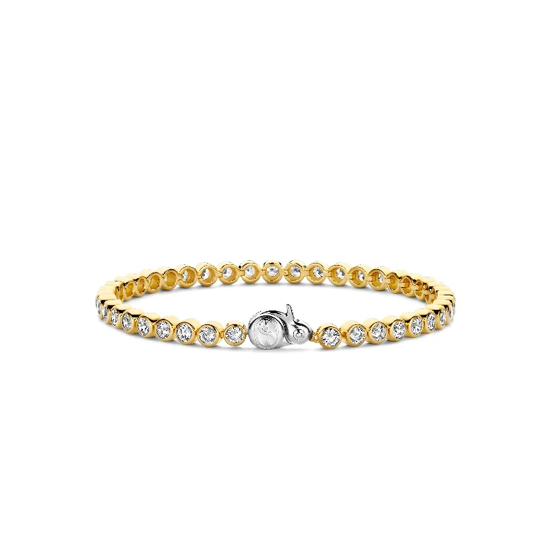 Ladies Bracelets with Blue Dumortierite-Ti Sento Gold Cubic Zirconia Tennis Bracelet