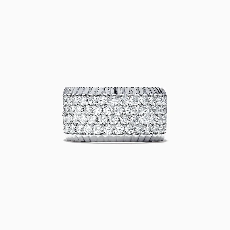 Onyx Rings -14K White Gold Diamond Pave Ring, 1.47 TCW