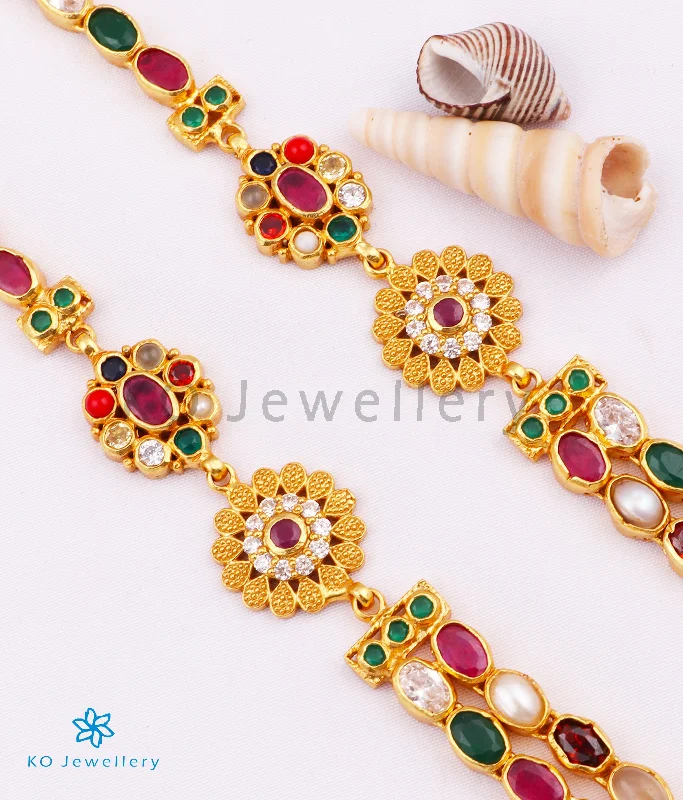 Ladies Necklaces for Formal Events-The Emaya Silver Navaratna Necklace(2 Layers)