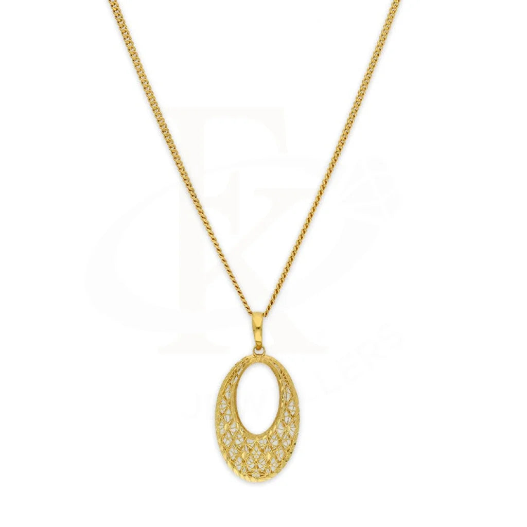 Ladies Necklaces Double Layer-Gold Necklace (Chain With Oval Shaped Pendant) 21KT - FKJNKL21K3148