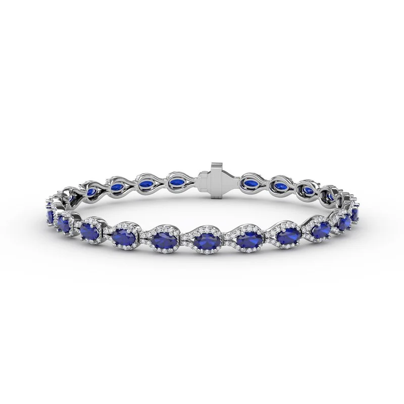 Ladies Bracelets with Pink Tourmaline-Pear-Shaped Diamond & Sapphire Bracelet B1602S