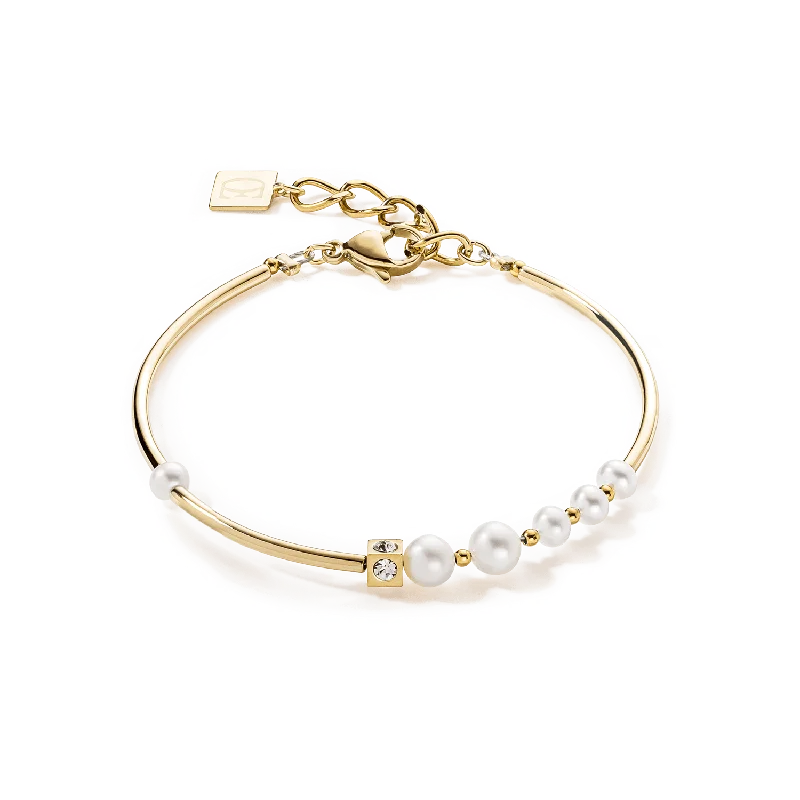 Ladies Bracelets Fine Craftsmanship-Coeur de Lion Asymmetric Freshwater Pearls Gold Bracelet