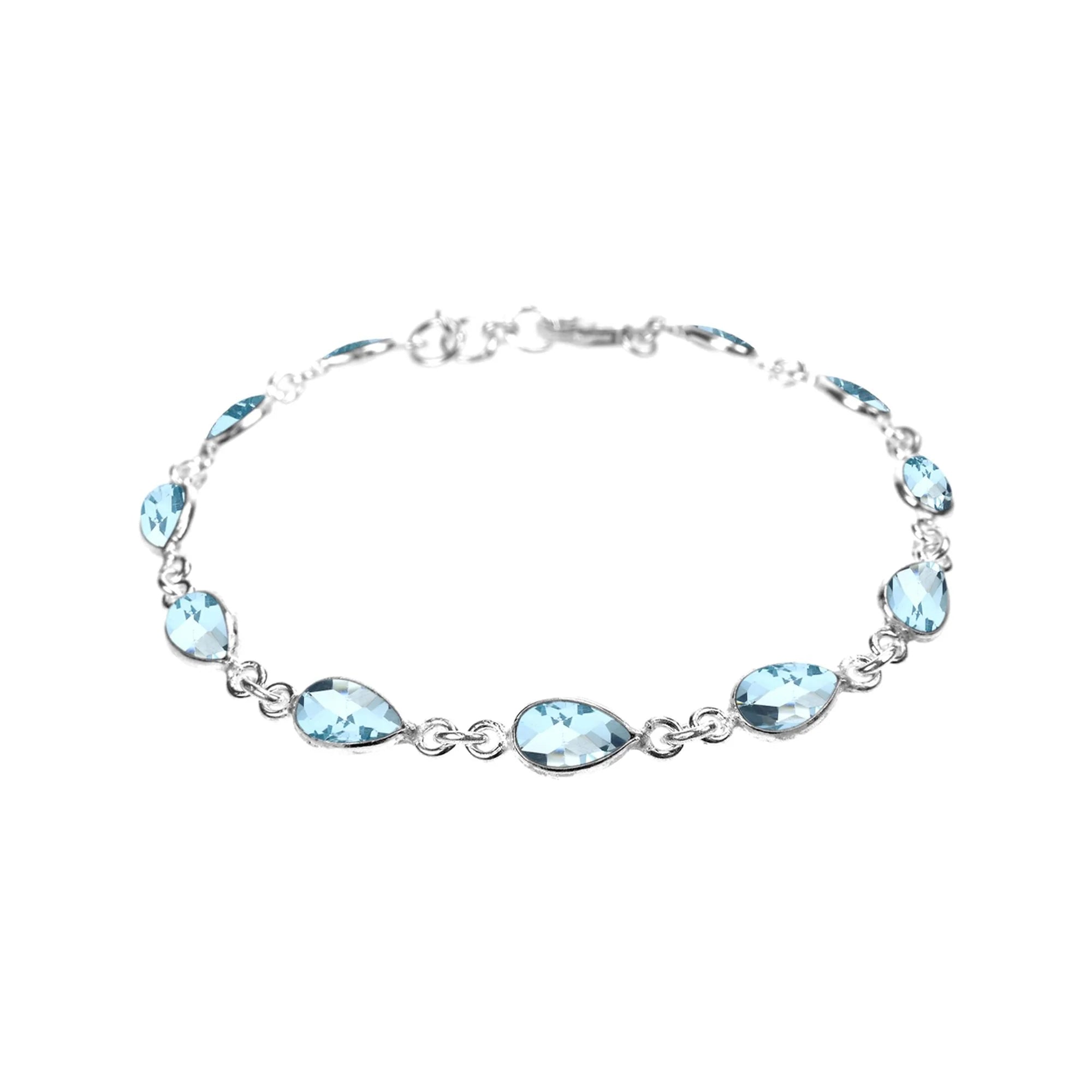 Ladies Bracelets with Blue Glaucophane-Blue Topaz Teardrop Facet Bracelet