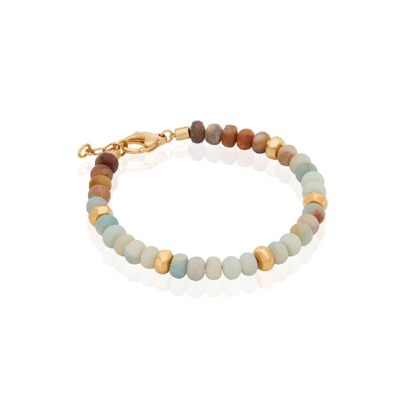 Ladies Bracelets with Orange Carnelian-Anna Beck Amazonite and Gold Beaded Bracelet