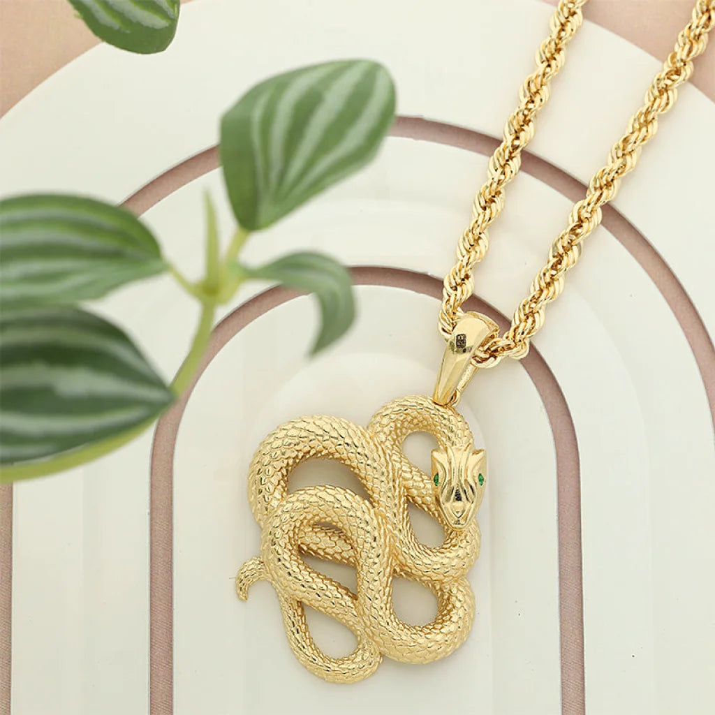 Ladies Necklaces with Garnet-Gold Necklace (Chain With Snake Pendant) 18KT - FKJNKL18K5100