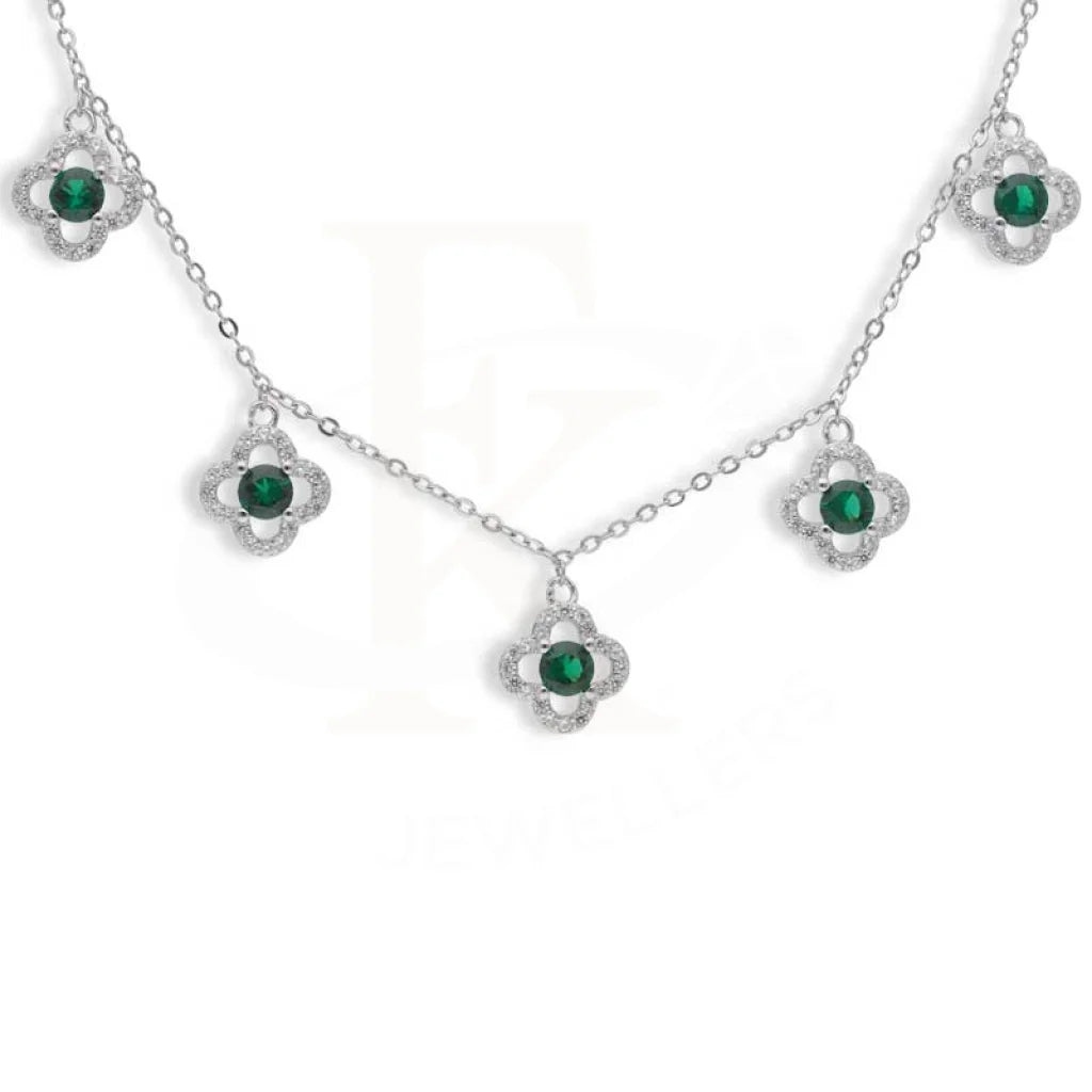 Ladies Necklaces with Variscite-Sterling Silver 925 Flowers Shaped Necklace - FKJNKLSL2970