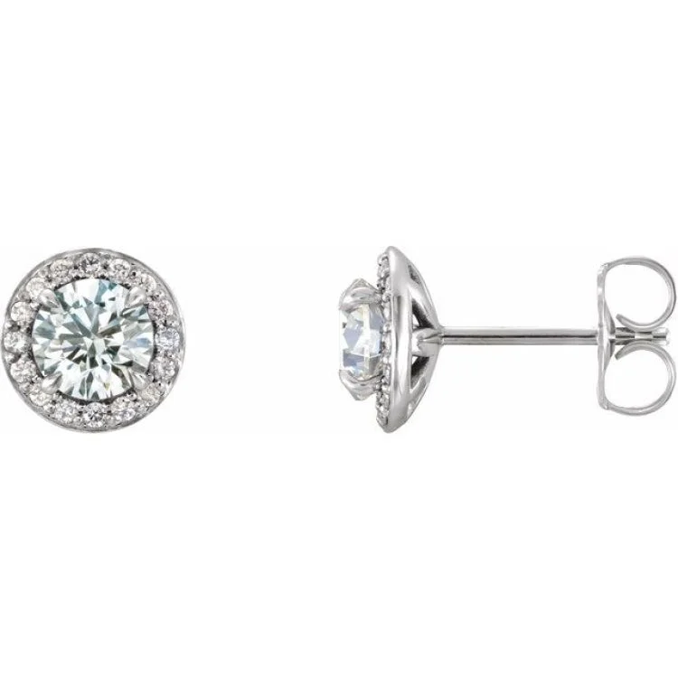 Timeless Earrings -14K White 3/8 CTW Natural Diamond Halo-Style Earrings