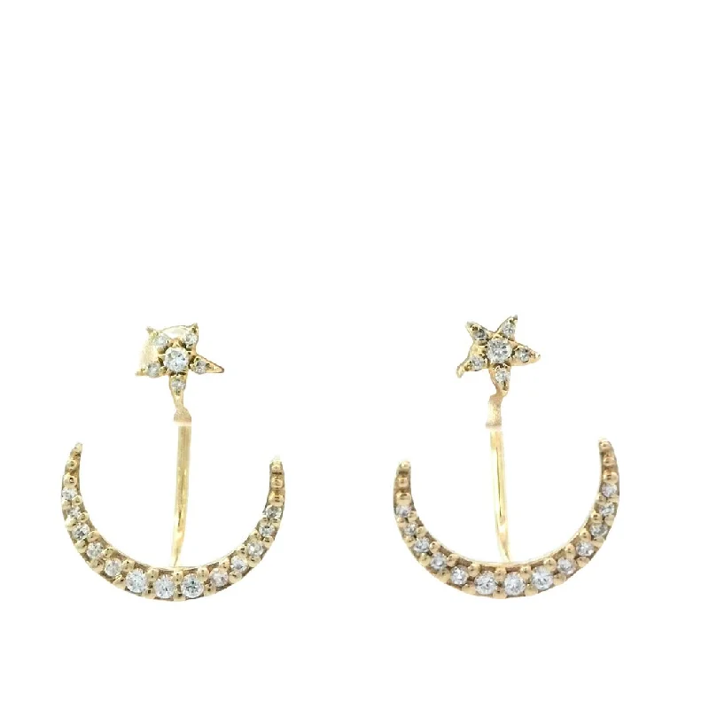 Star Earrings -Star Earrings with Moon Earring Jackets