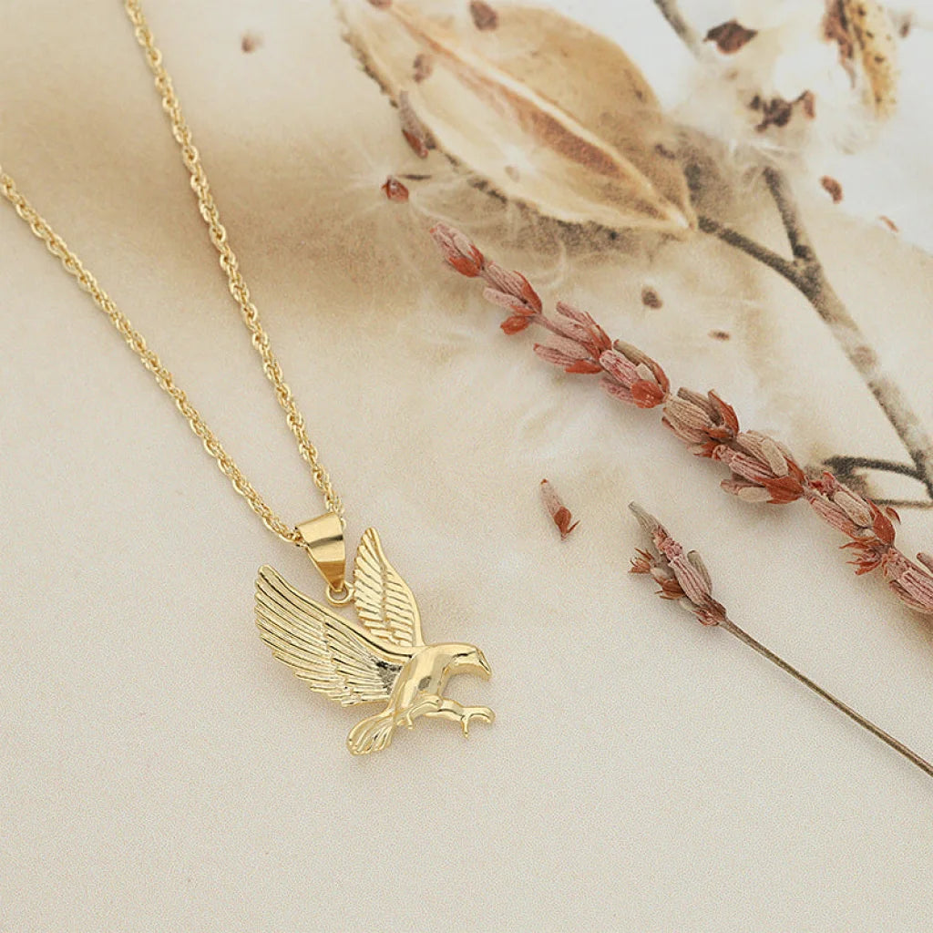 Ladies Necklaces for Winter-Gold Necklace (Chain With Eagle Shaped Pendant) 18KT - FKJNKL18K5108