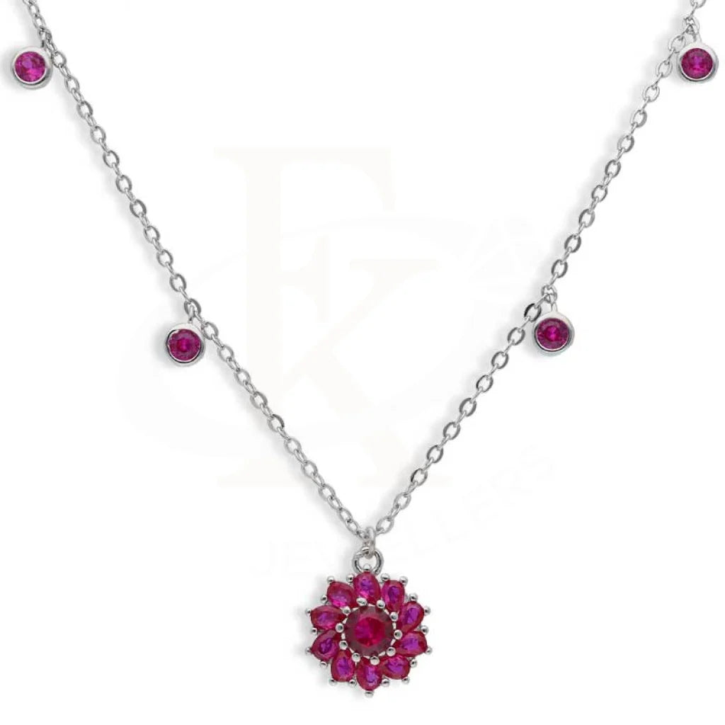 Ladies Necklaces with Brookite-Sterling Silver 925 Flower Shaped Necklace - FKJNKLSL2956