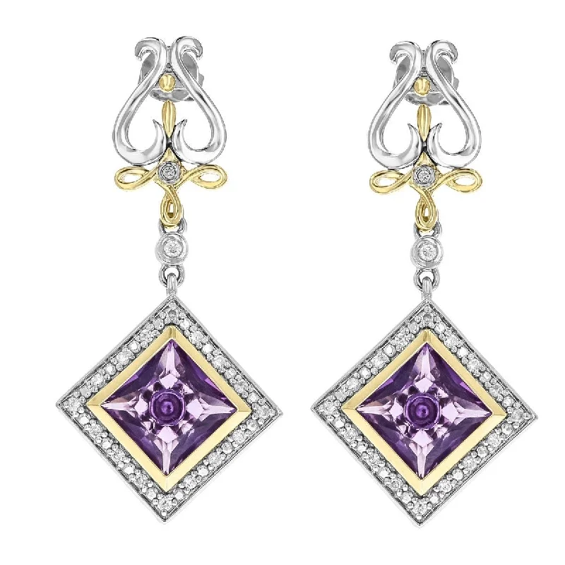 Baroque Earrings -14KT GOLD INTERCHANGEABLE PRINCESS CUT GEMSTONE & DIAMOND EARRINGS