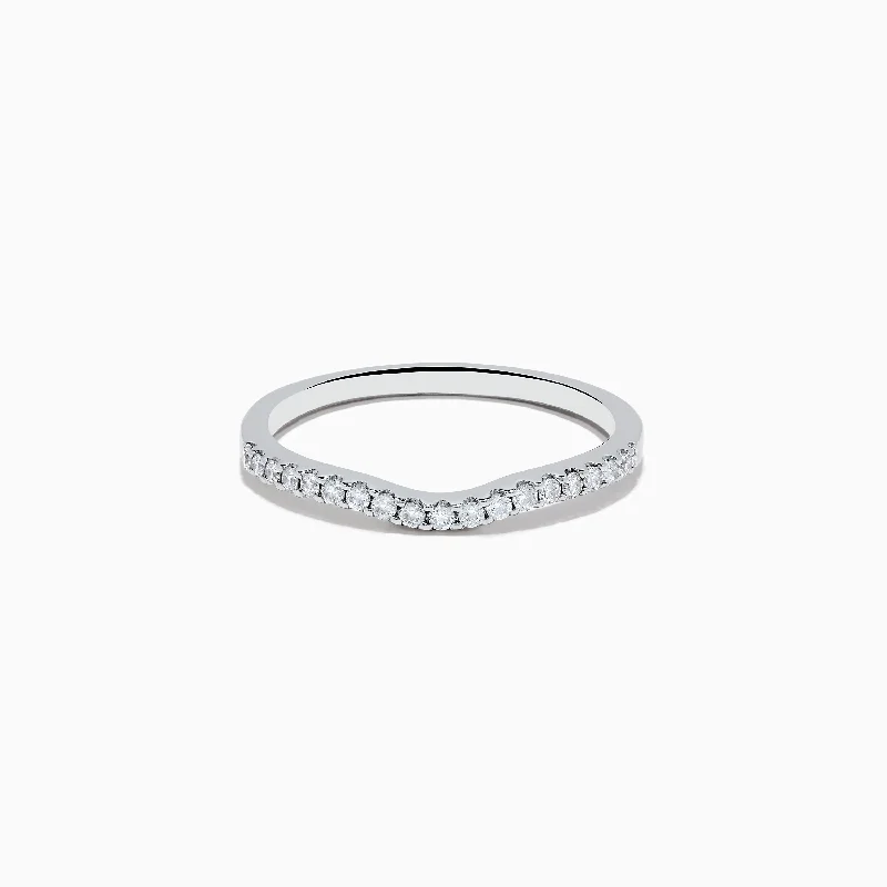 Statement Rings -14K White Gold Contoured Diamond Ring