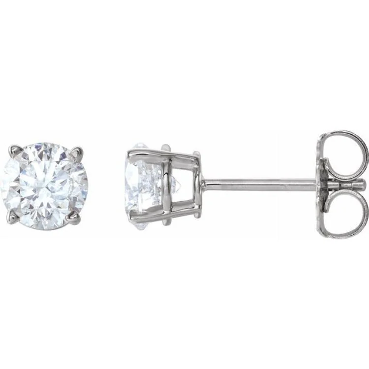 Unisex Earrings -14K White 1 CTW Natural Diamond Stud Earrings