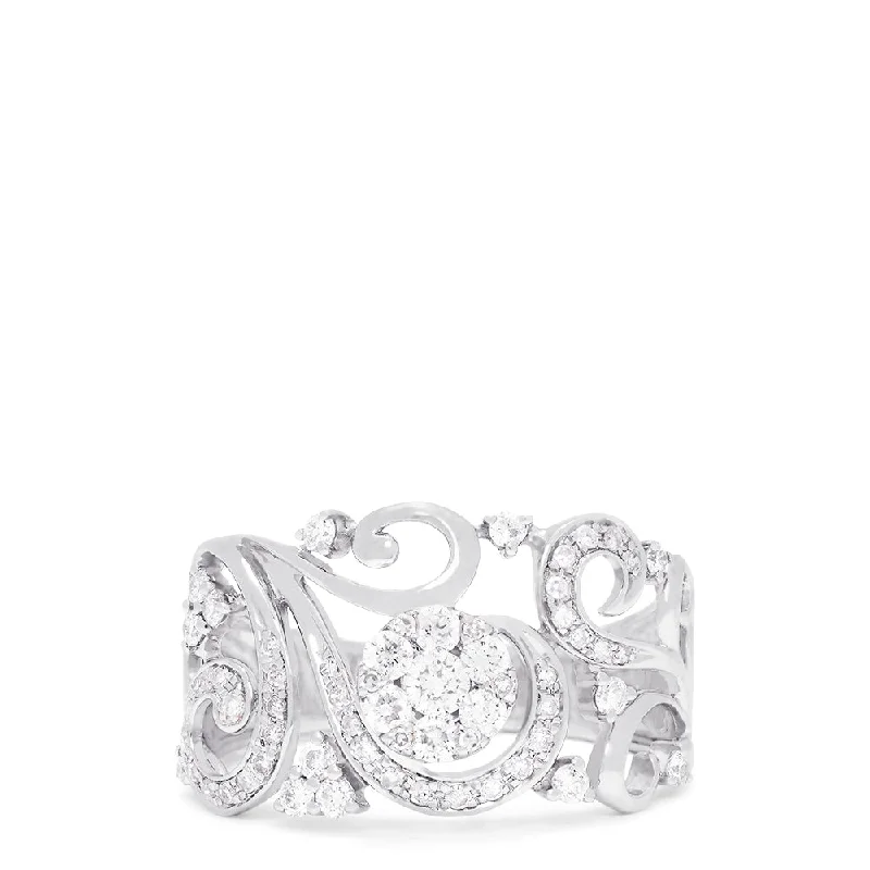 Christmas Rings -Bouquet 14K White Gold Diamond Filigree Ring, 0.53 TCW