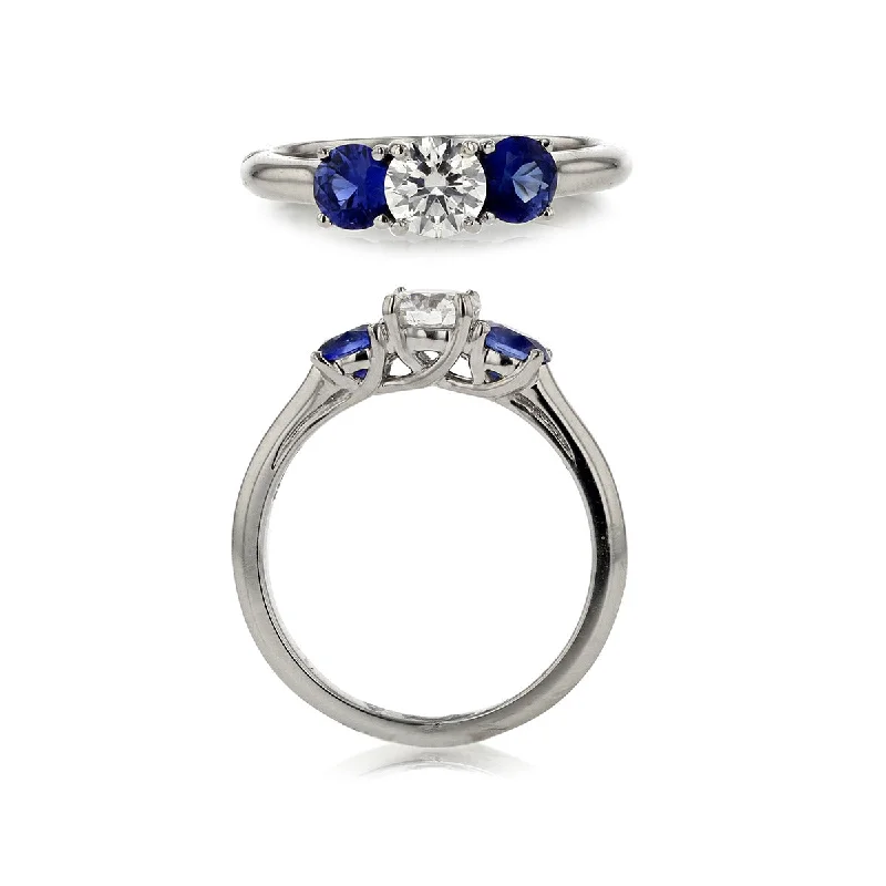 Fine Detail Engagement Rings -Platinum Diamond Engagement Ring Setting with Sapphires