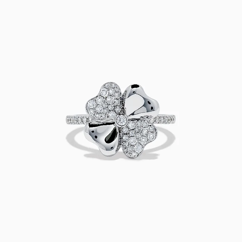 Platinum Rings -14K White Gold Diamond Flower Ring