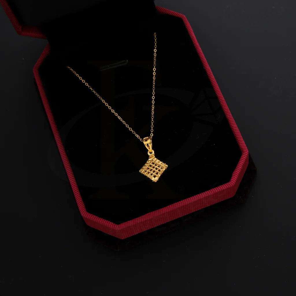 Ladies Necklaces for Grandmas-Gold Necklace (Chain with Kuber Box Pendant) 21KT - FKJNKL21KM8677