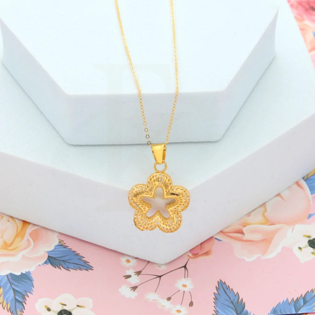 Ladies Necklaces with Topaz-Gold Necklace (Chain with Flower Star Pendant) 21KT - FKJNKL21KM8205