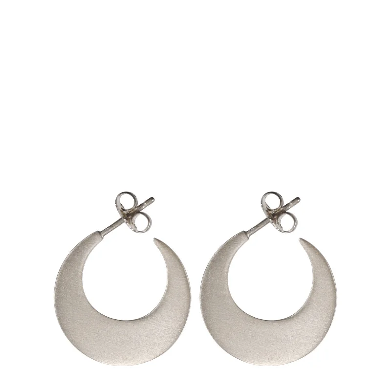 White Gold Earrings -Sterling Silver Big Moon Hoop Earrings