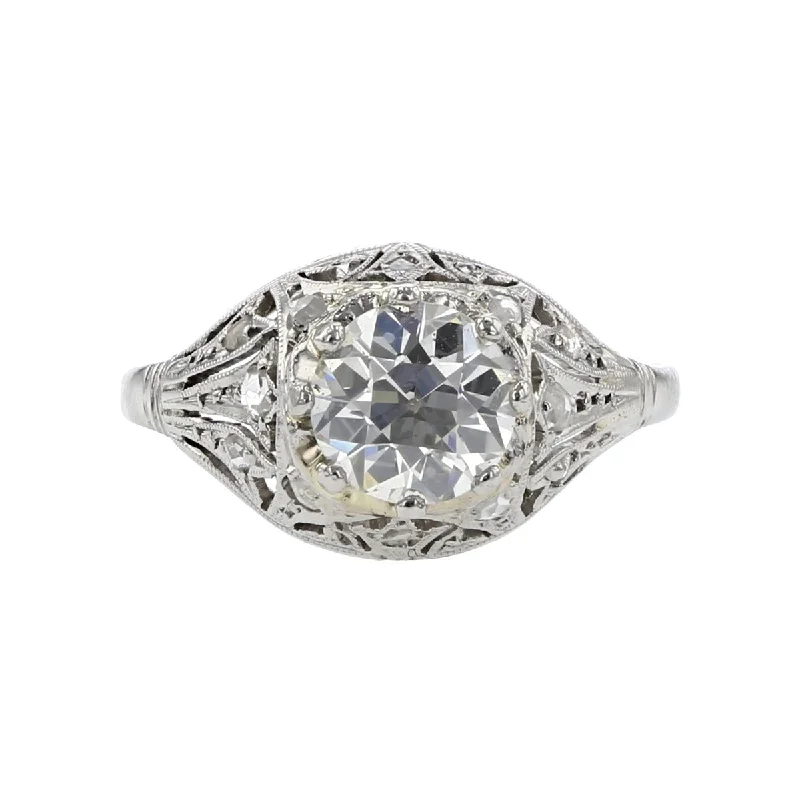 Peaceful Style Engagement Rings -Platinum Old European-cut Diamond Engagement Ring