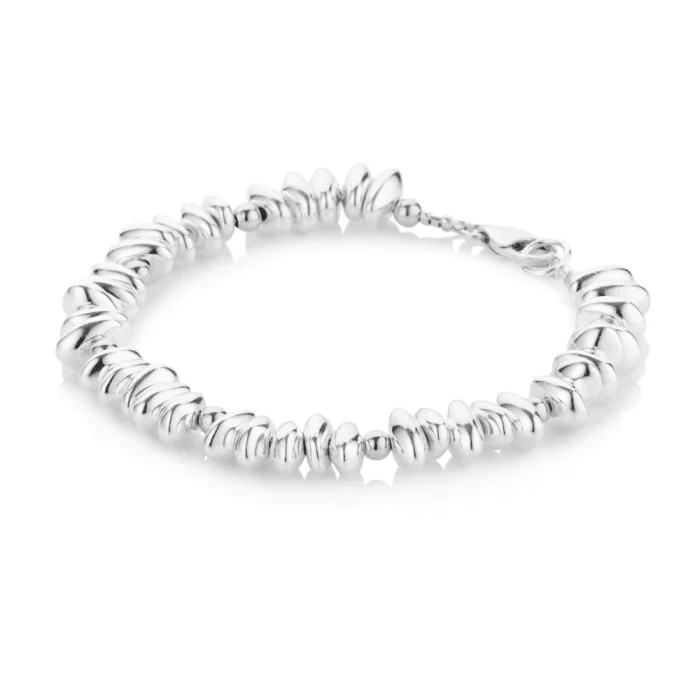 Ladies Bracelets Triple Strand-Lavan Sterling Silver Pebble Bracelet