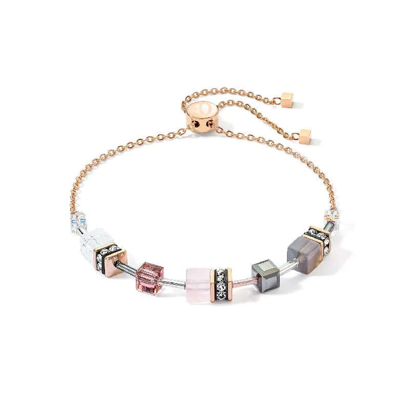 Ladies Bracelets with Deep Lapis-Coeur De Lion GeoCUBE® Iconic Nature Rose Grey Chain Bracelet