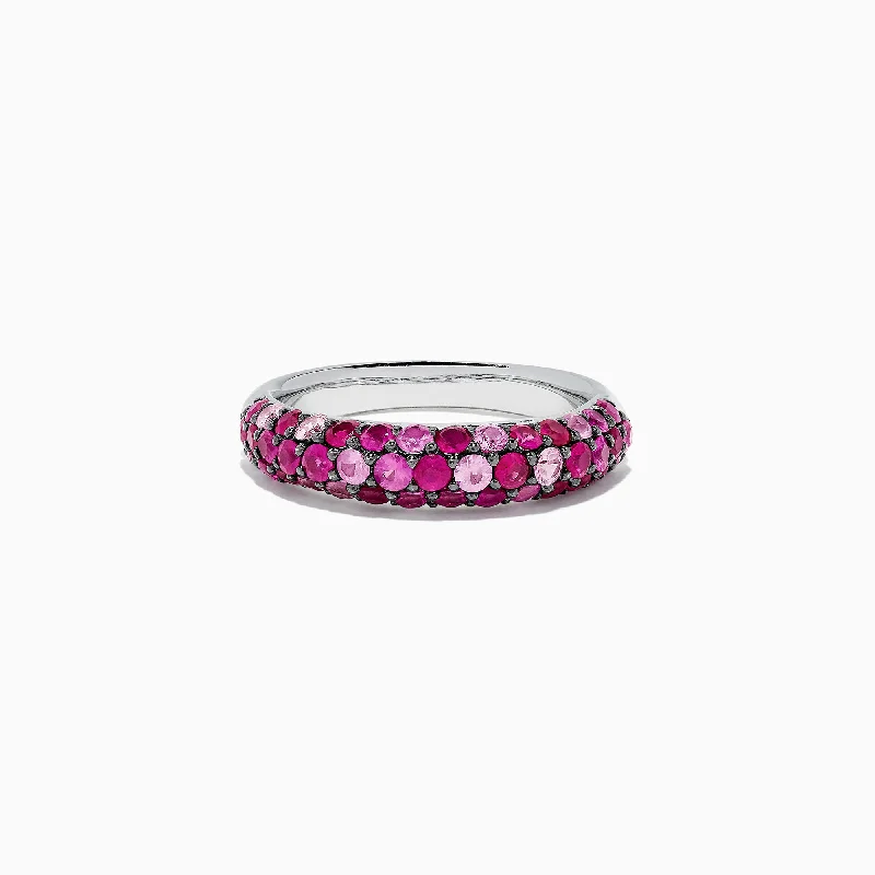 Topaz Rings -925 Sterling Silver Pink Sapphire Splash Ring, 1.88 TCW