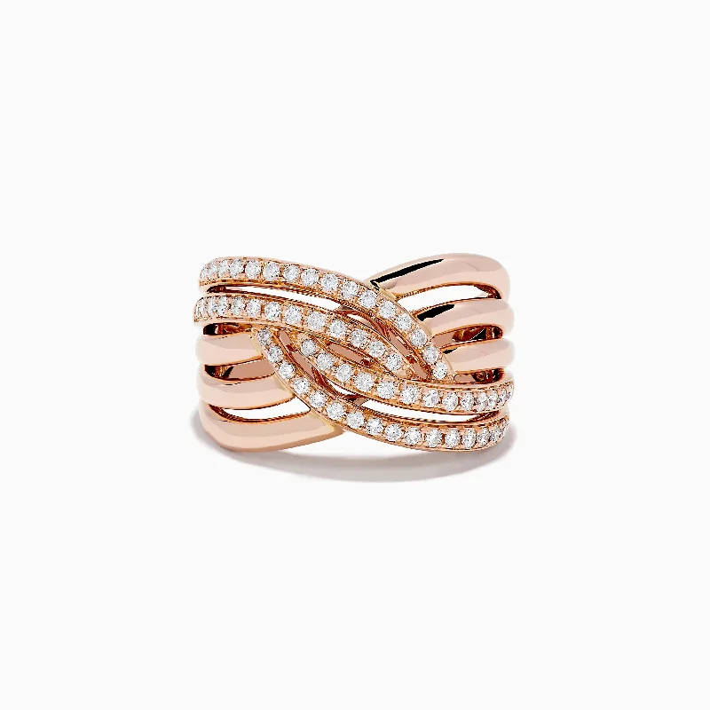 Quirky Rings -14K Rose Gold Diamond Crossover Ring