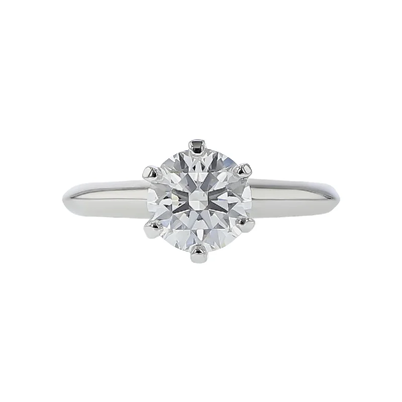 Butterfly Accent Engagement Rings -Platinum Brilliant Diamond Solitaire Engagement Ring