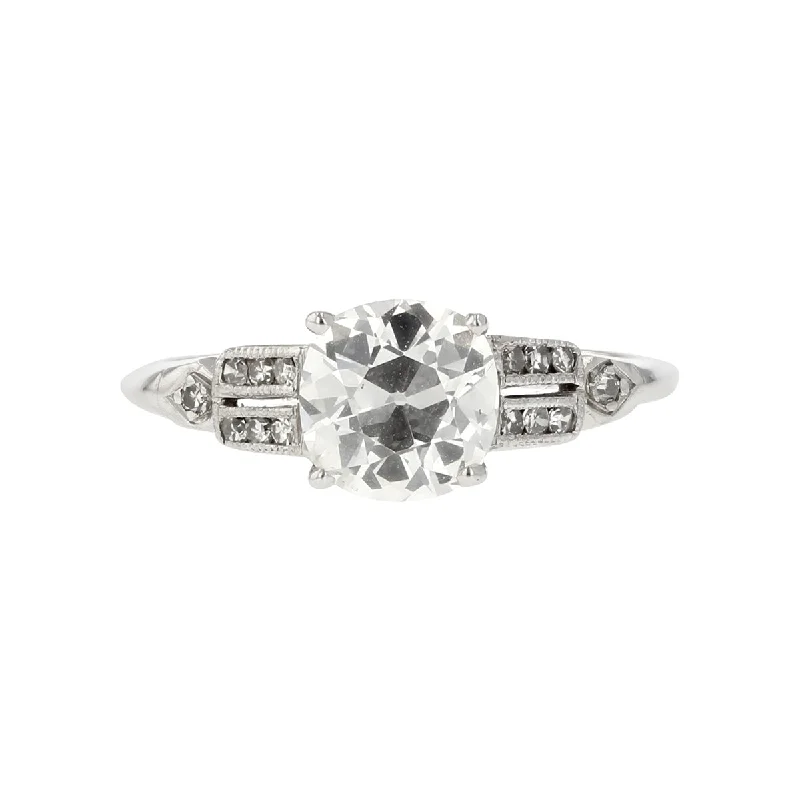 Edgy Diamond Engagement Rings -Art Deco Platinum Diamond Engagement Ring