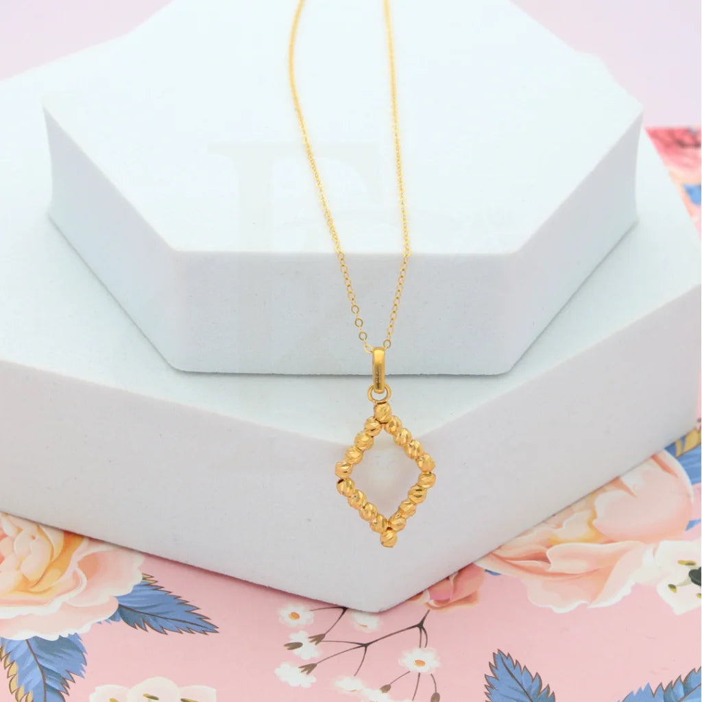 Ladies Necklaces Artisan Made-Gold Necklace (Chain with Rectangle Pendant) 21KT - FKJNKL21KM8207