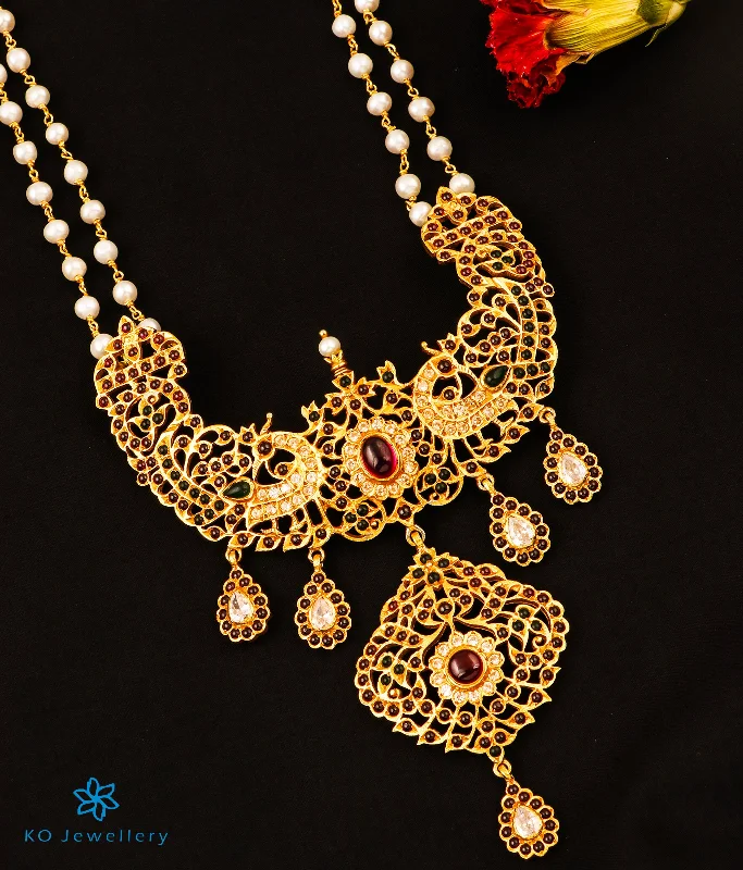 Ladies Necklaces with Citrine-The Katyayini Silver Makarakanti Pearl Necklace