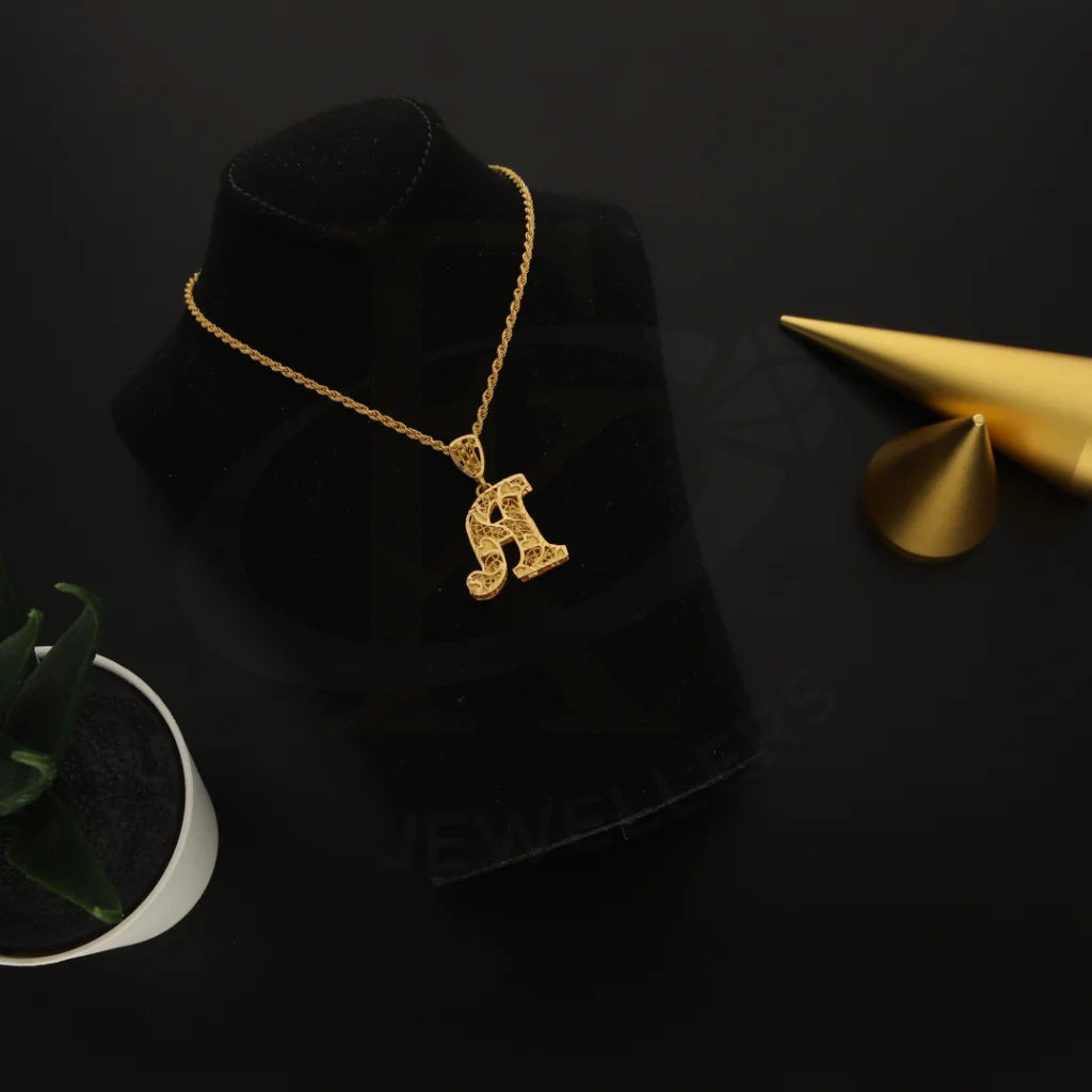 Ladies Necklaces for Students-Gold Necklace (Chain With Alphabet Pendant) 21KT - FKJNKL21K7286