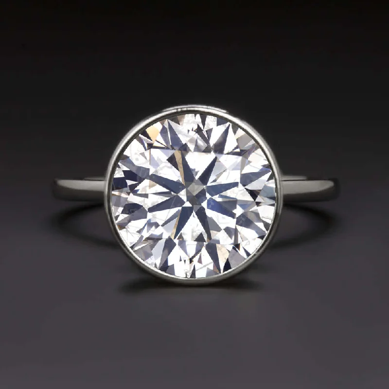 Minimal Design Engagement Rings -5 CARAT DIAMOND SOLITAIRE ENGAGEMENT RING GIA CERTIFIED NATURAL 5.19ct BEZEL