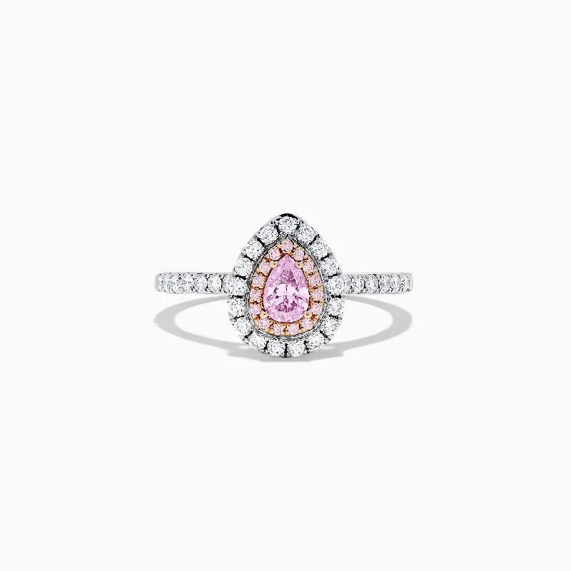 Faith Rings -18K Two Tone Gold White and GIA Certified Pink Diamond Ring, 0.71 TCW