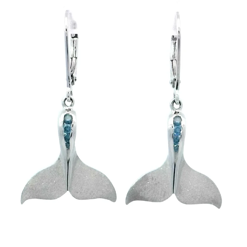 Flower Earrings -Whale Tail Earrings in White Gold