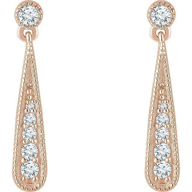 Hippie Earrings -14KT GOLD 1/6 CTW DIAMOND TEARDROP EARRINGS