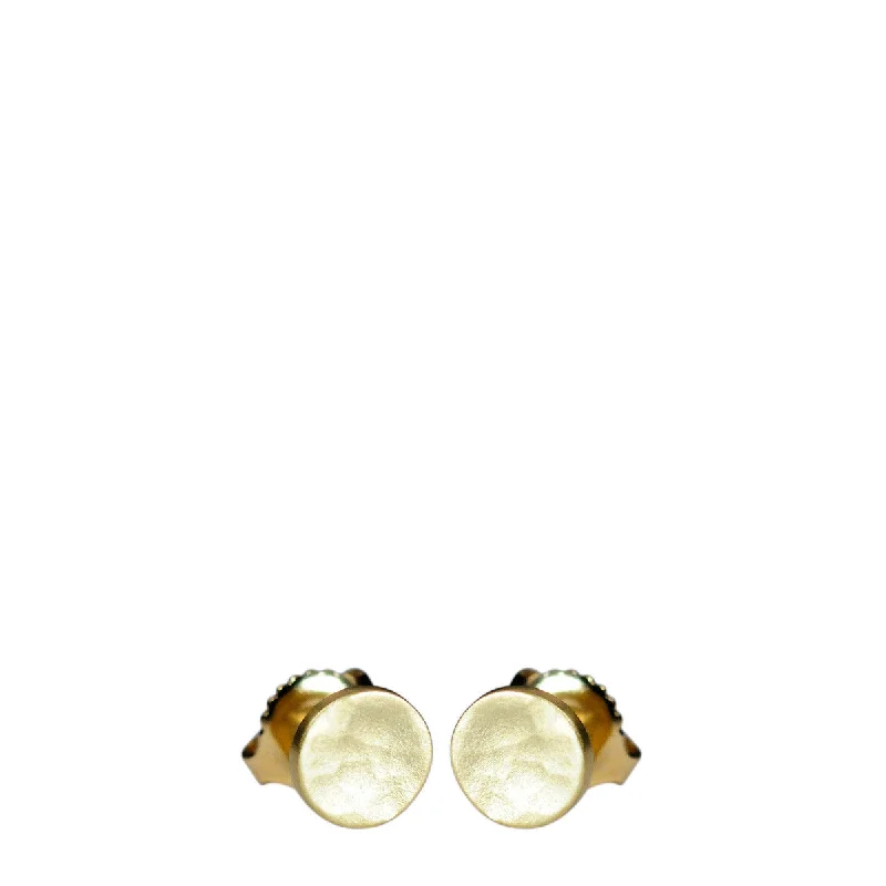 Brushed Earrings -18K Gold Small Hammered Stud Earrings