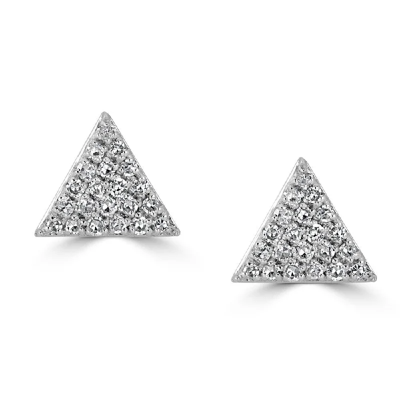 Unique Earrings -14KT GOLD .14 CTW DIAMOND TRIANGLE STUD EARRINGS