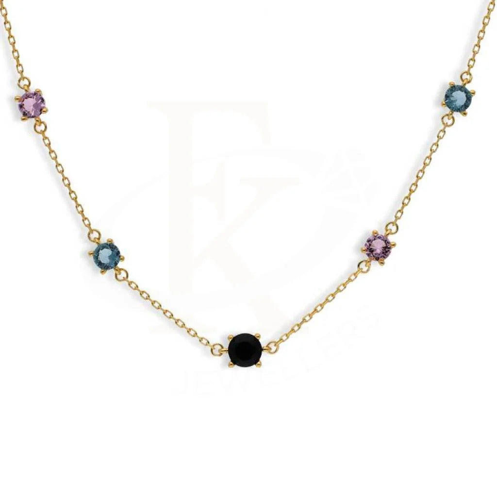 Ladies Necklaces Crown Charm-Sterling Silver 925 Gold Plated Solitaires Necklace - FKJNKLSL2931