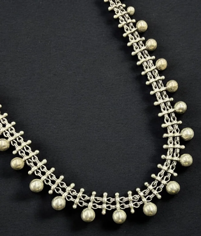 Ladies Necklaces Beaded Design-The Likhita Silver Necklace