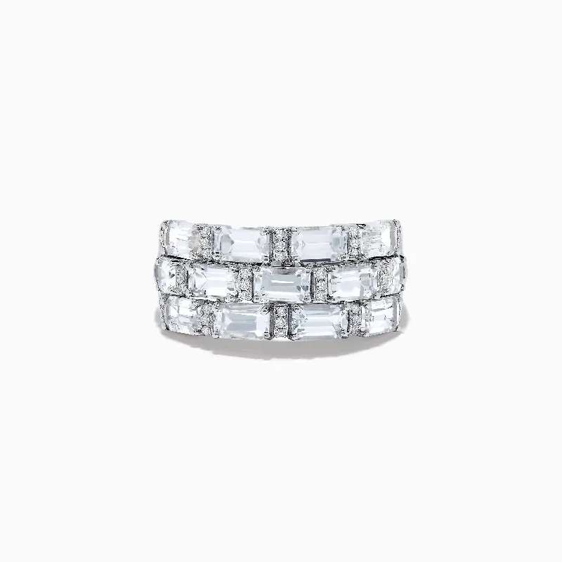 Red Rings -14K White Gold White Sapphire and Diamond Ring