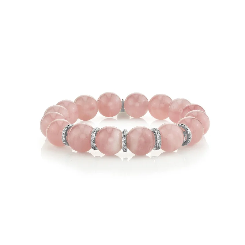 Ladies Bracelets with Red Pyroxmangite-Rosy Outlook Rose Quartz and Diamond Bracelet  B0001792