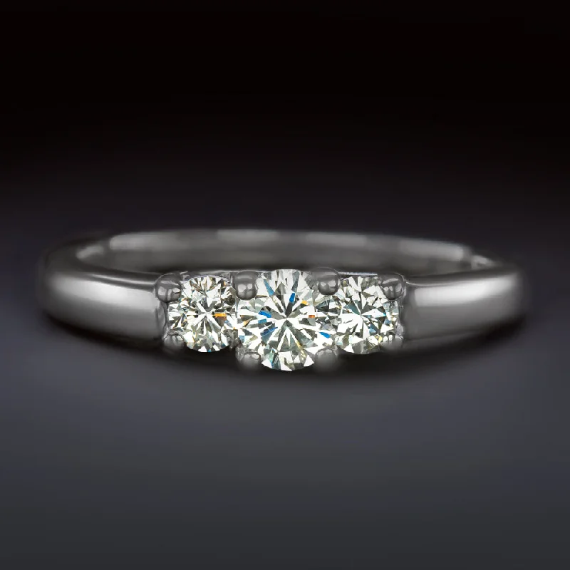 Cosmic Band Engagement Rings -VERY GOOD CUT NATURAL DIAMOND ENGAGEMENT RING 3 STONE ROUND BRILLIANT CLASSIC